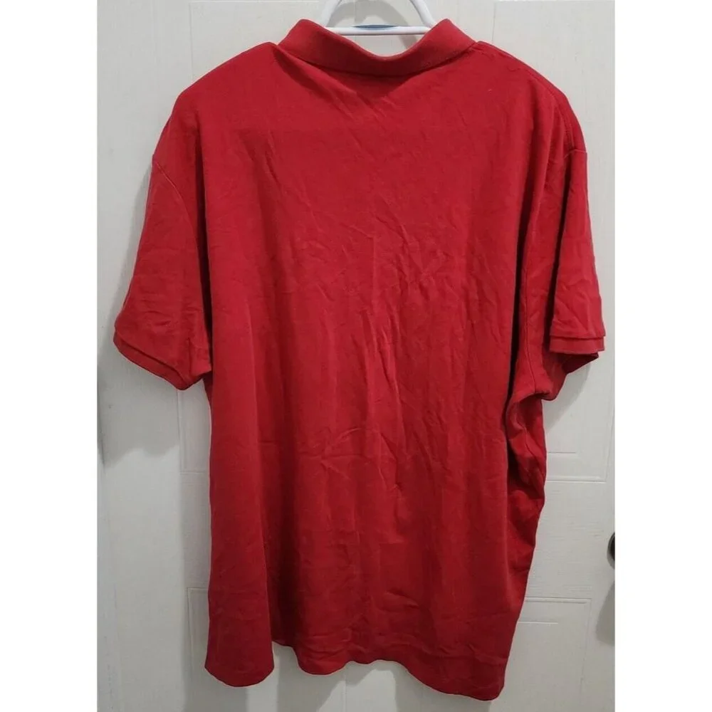 Polo Ralph Lauren Custom Slim Fit‎ Red Polo Shirt Size 2XL Cotton Blue Pony